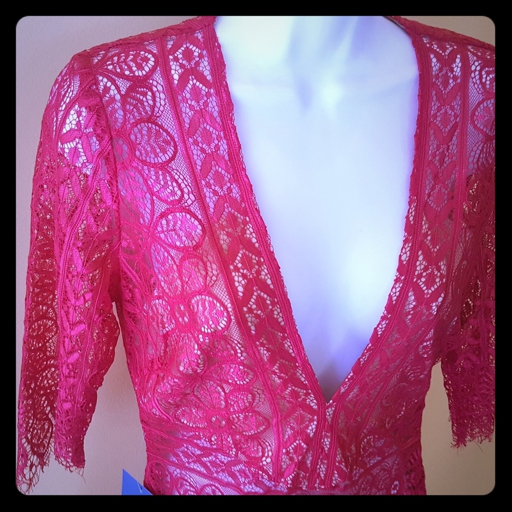 Red lace date dress